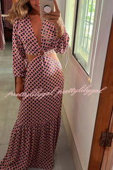 Serene Dreams Printed Side Cutout Elastic Waist Maxi Dress
