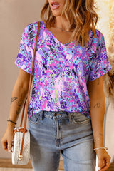 Women's New Loose Painted Floral Tee