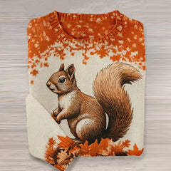 Vintage Squirrels Art Pattern Knit Cozy Sweater