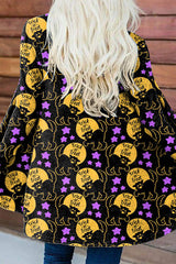Halloween Cat Print Long Sleeve Cardigan