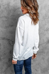 Women's White Turn-down Neck Top