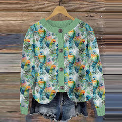 Bird Art Pattern Women's Cardigan Sweater