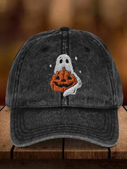 Halloween Ghost Pumpkin Retro Baseball Hat