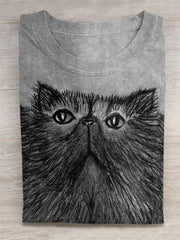 Women's Persian Cat Folk Art Casual T-Shirt