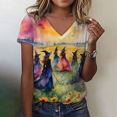 Women's Midsummer Witches Gather V Neck T-Shirt