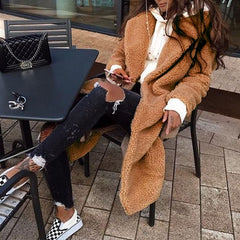 Casual Lapel Plush Long Coat