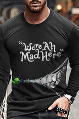 Halloween Zipper Demon Made Here Print T-Shirt