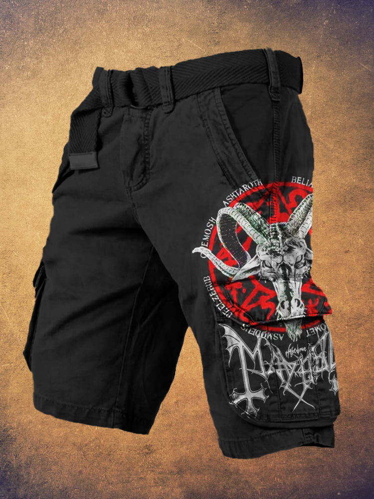 Black Metal Band Print Men's Work Pants