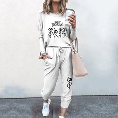 Dancing Skull Print T-Shirt Two Piece Set