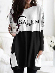 Salem 1692 Halloween Contrast Color Patch Pockets Tunic