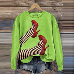 Halloween Classic Ruby Red Shoes Printed Casual Sweatshirt