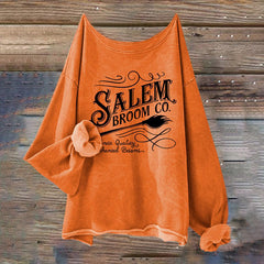Halloween Salem Broom Co. Casual Long Sleeve Sweatshirt