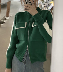 Vintage Stand-up Collar Short Cardigan Jacket