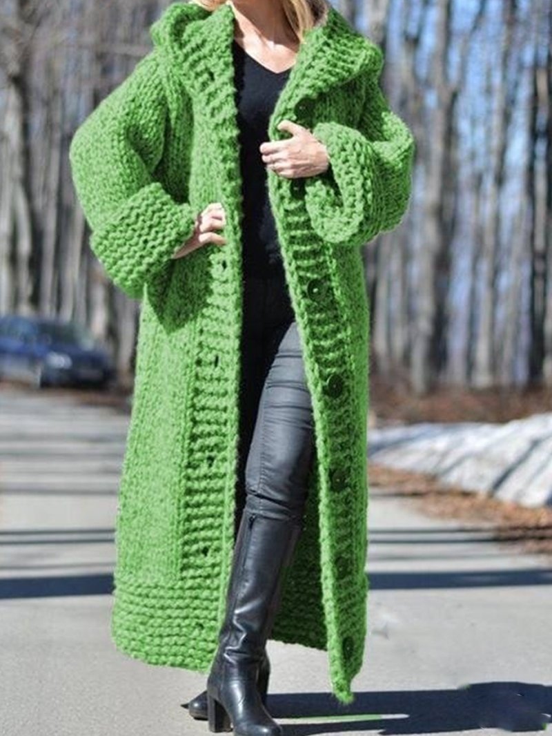 Solid Medium-Length Jumper Sweater Coat