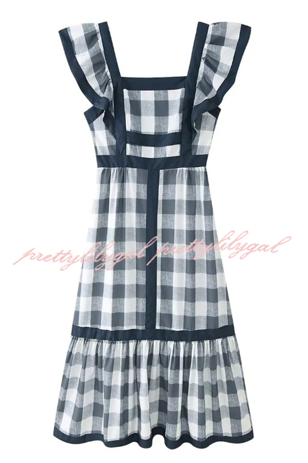 Contrast Paneled Sleeveless Square-neck Maxi Dress