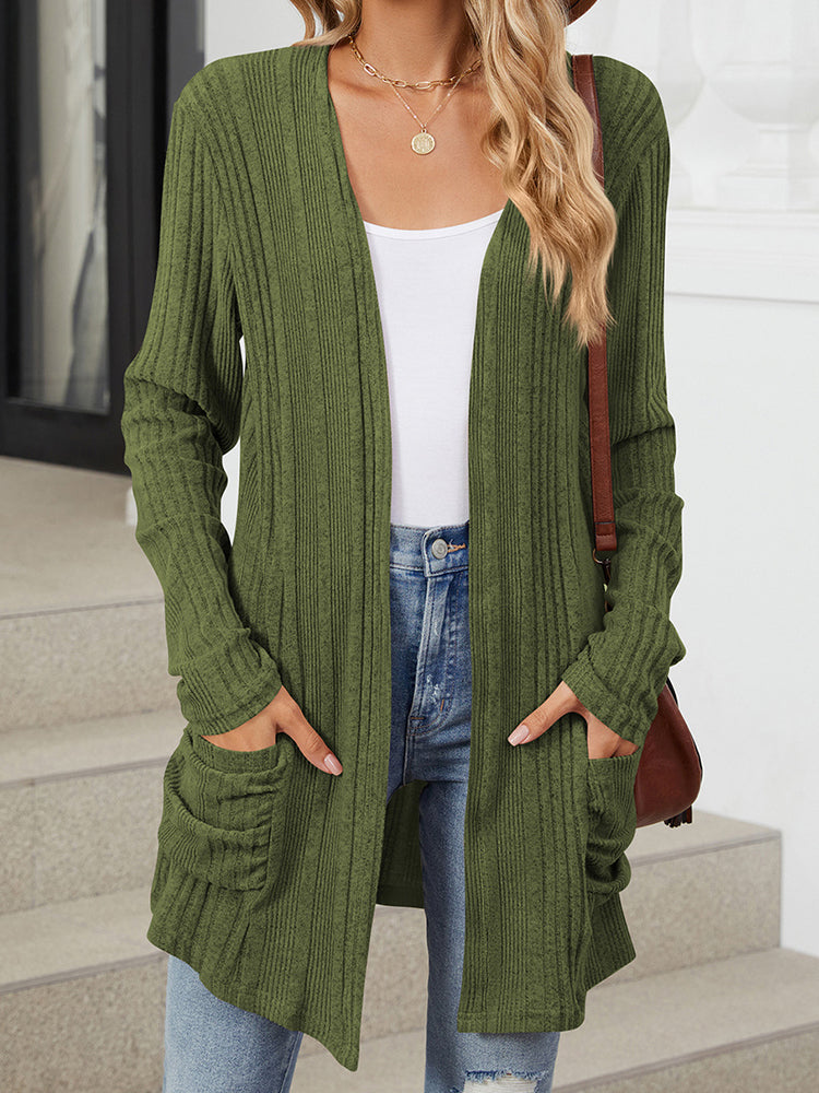 Simple Solid Color Casual Knit Cardigan