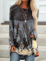 Halloween Cat Print Tunic