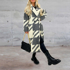 Long Printed Woolen Coat