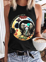 Day Of The Dead Elephant & Moon Art Tank Top