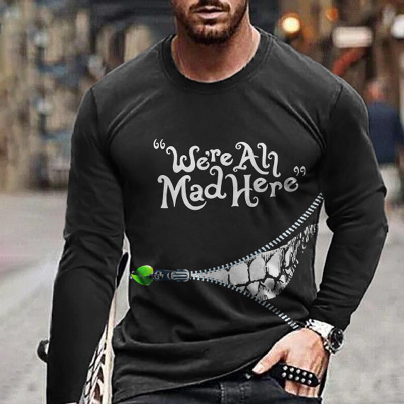Halloween Zipper Demon Made Here Print T-Shirt