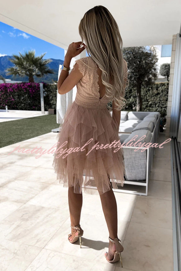 Infinite Beauty Lace Tulle Midi Dress