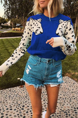 Chic Leopard Weaving Short Sweater
