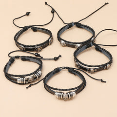 Skull Beaded Leather Bracelet