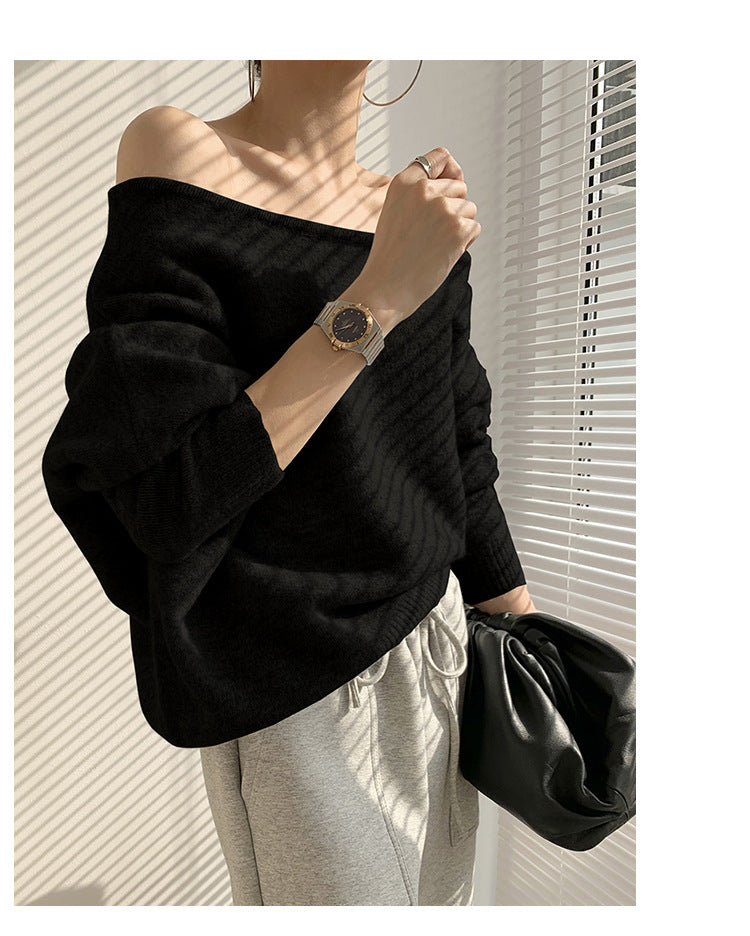 Mohair Off-shoulder Irregular Sweater
