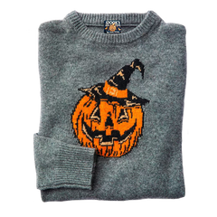 Halloween Pumpkin Print Casual Knitted Pullover Sweater