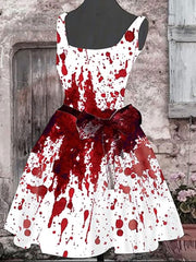 Women's Casual Halloween Blood Stained Printed Dress