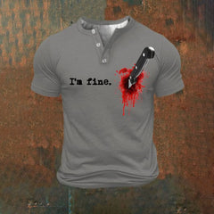 Men's  I'm Fine Print Henley Shirt