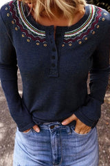 Women's Embroidered Waffle Top