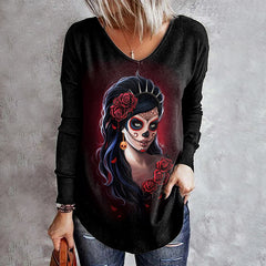 Casual Undead Queen Print T-Shirt