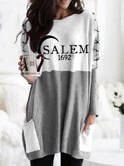 Salem 1692 Halloween Contrast Color Patch Pockets Tunic