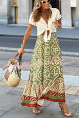 You Had Me At Aloha Printed Tiered Midi Skirt