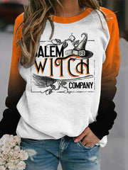 Salem Witch Company Vintage Halloween Print Casual Sweatshirt