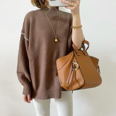 Half Turtleneck Commuter Loose Knit Sweater