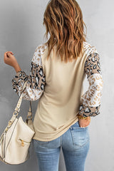 Women's Apricot Leopard Long Sleeve Top