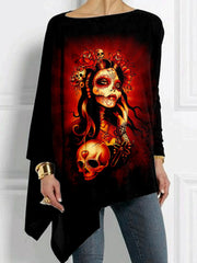 Day of the Dead Art Bat Sleeve T Shirt