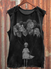 Men's Decapitated Balloon Skeleton Halloween Print Vest