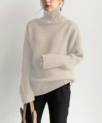 Simple Pit Strip Turtleneck Sweater