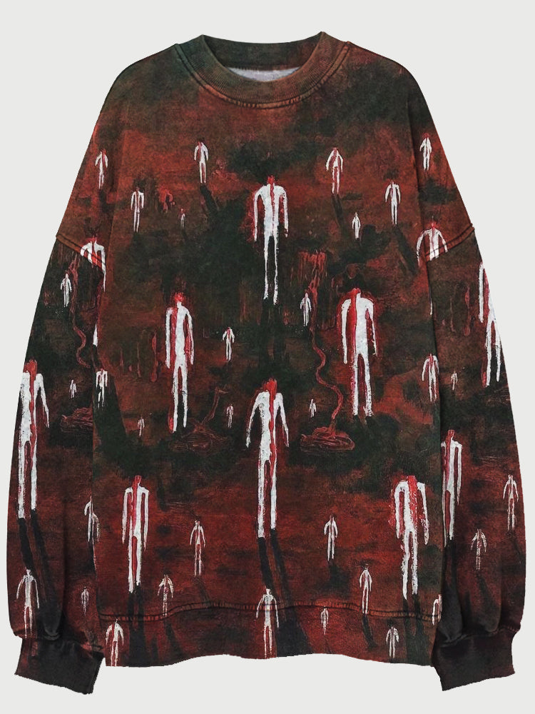 Bloodstained Ghost Halloween Print Casual Sweatshirt