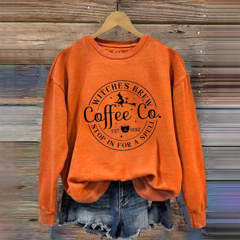 Halloween Funny Coffee Co Witches Brew Prnted Sweatshirt
