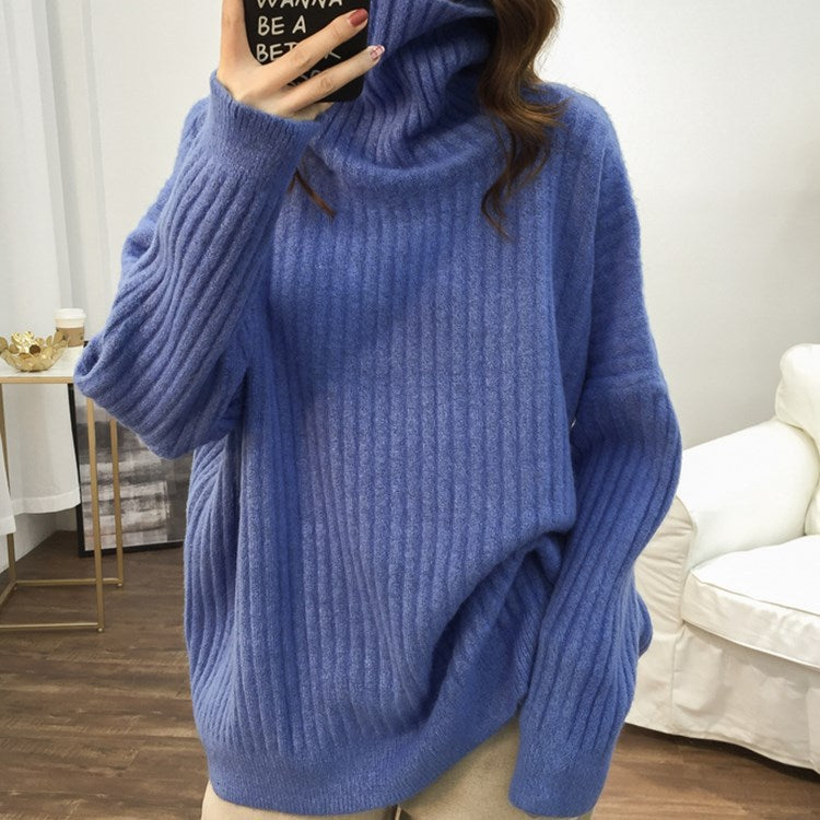 Turtleneck Lazy Pit Strip Retro Sweater