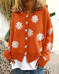 Sweet Daisy Printed  Button Cardigan