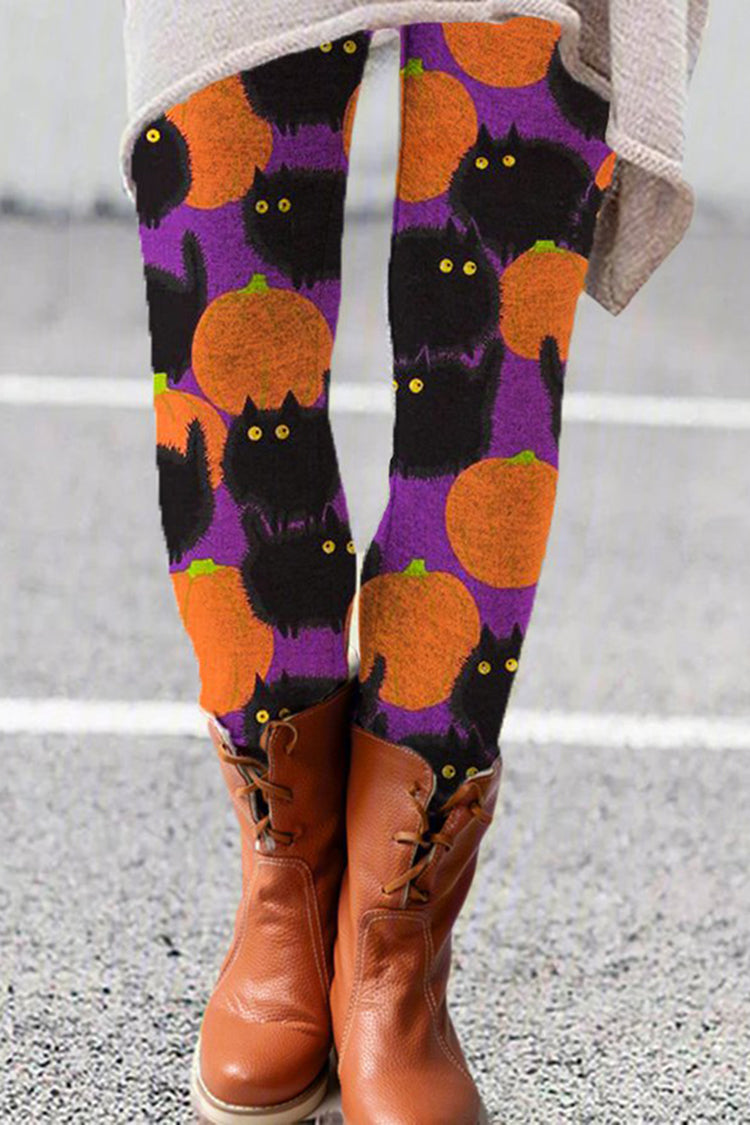 Halloween Black Cat Casual Leggings