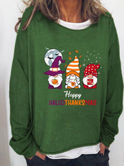 Halloween Gnome Print Oversized Sweatshirt