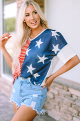 Women's Stripes Knit Short Sleeves Top