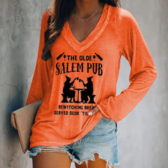 The Olde Salem Pub Witches Print Long Sleeves T-Shirt