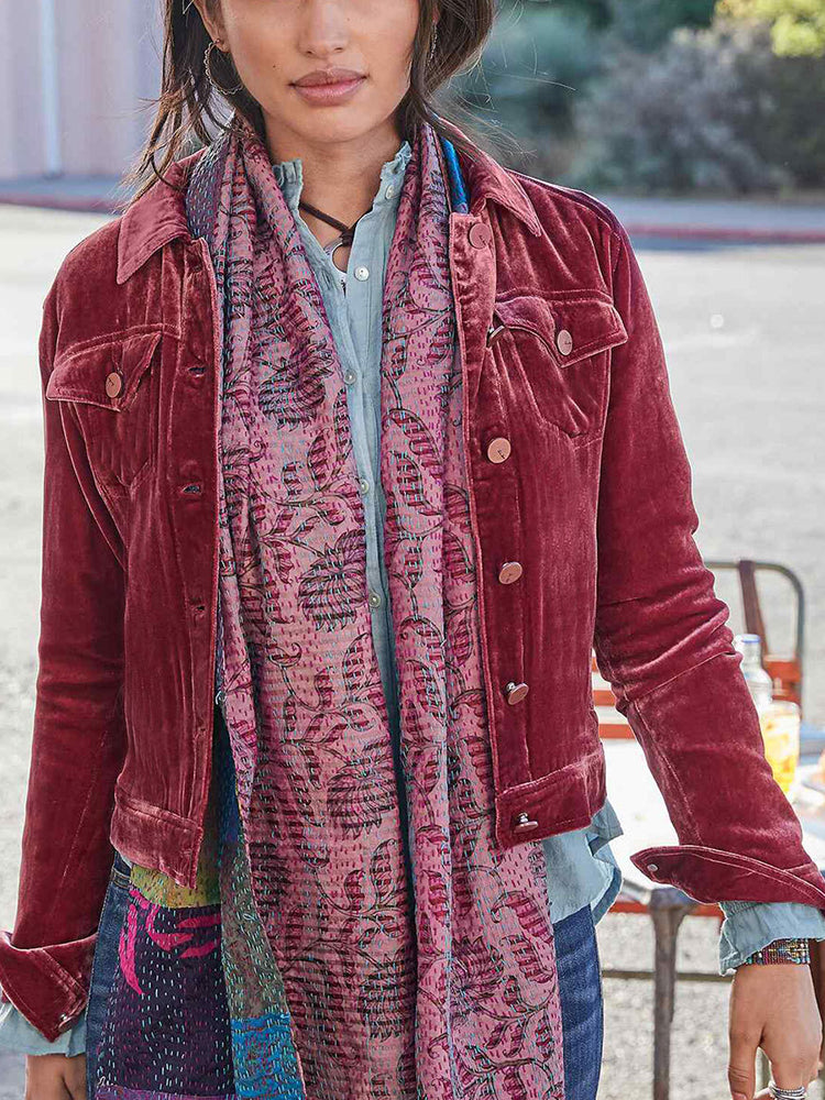 Fashion Pocket Solid Button Down Shirt Collar Jacket